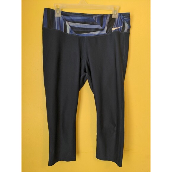 NIKE DRI FIT Running Capri Crop Royal Blue Pants Athletic Running Size Large - Picture 1 of 7